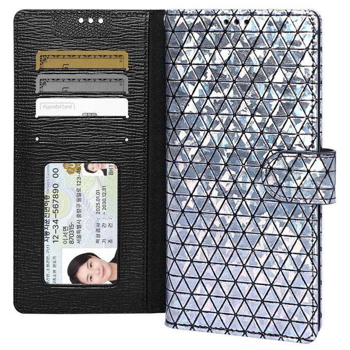 폰누리 글린트 소가죽 카드 수납 지갑형 다이어리 휴대폰 케이스