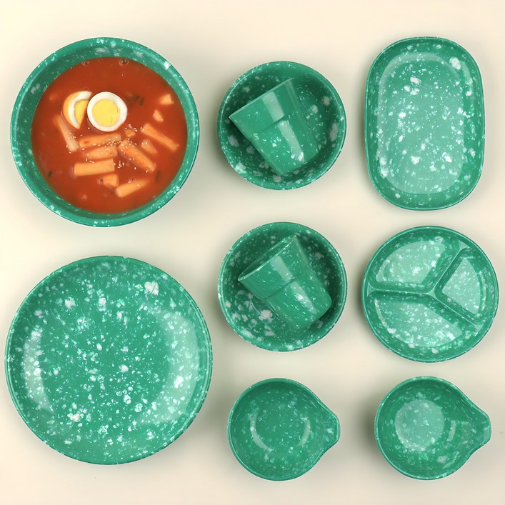 레트로 떡볶이 분식 그릇, 포장마차 캠핑 접시 10종세트