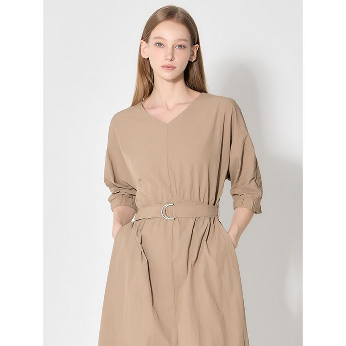 르샵 허리밴딩 브이넥 벨티드 원피스 택가격 119000원