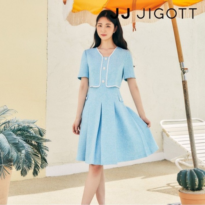 JJ지고트 파이핑 배색 트위드 원피스 GN6P0OP26 JJ지고트 파이핑 배색 트위드 원피스 GN6P0OP26