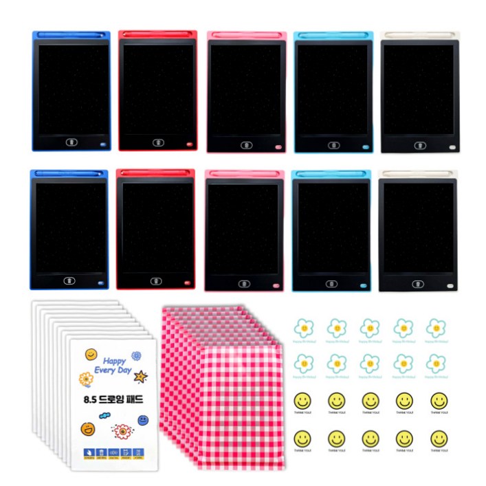 미포리댁 어린이집 생일 답례품 선물 유치원 구디백 유아 LCD 드로잉패드 장난감, 10개, 드로잉패드체크페이퍼백