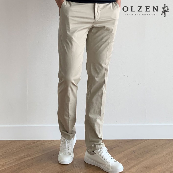 국내 백화점 올젠 남성 스판 면바지 허리 밴딩 슬랙스 회사원 공무원 출근룩 하객룩 깔끔한 코디 편안한 긴바지 봄 가을 여름 세미정장