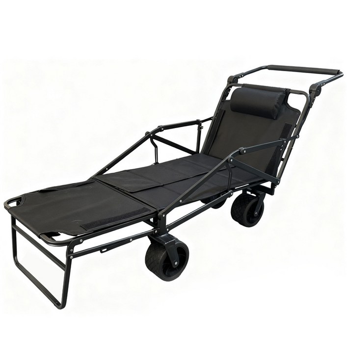 가족 캠핑용 접이식 아웃도어 카트 누울 수 있는 풀딩 웨건, 1개, 블랙