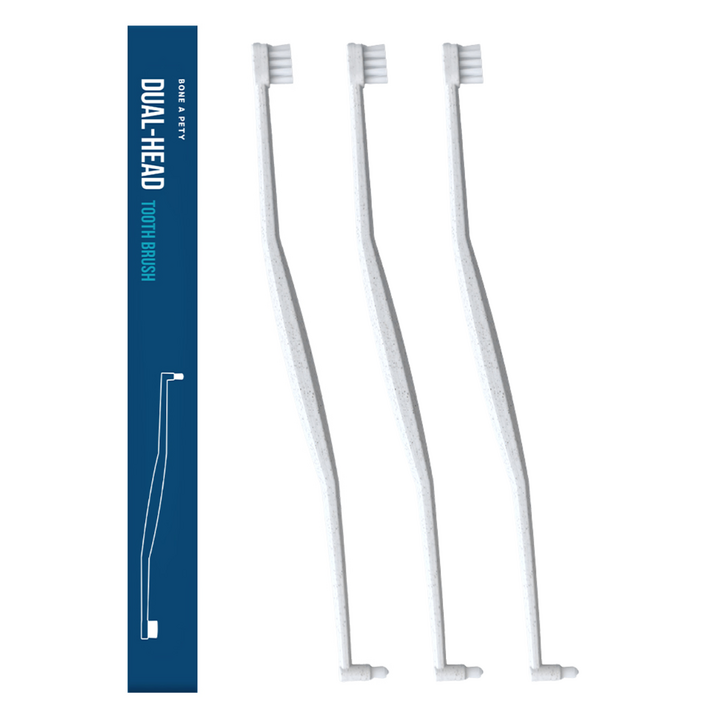 본아페티 고양이 강아지 듀얼헤드 칫솔 의료용미세모 치석제거 양치, 3개, 그레이