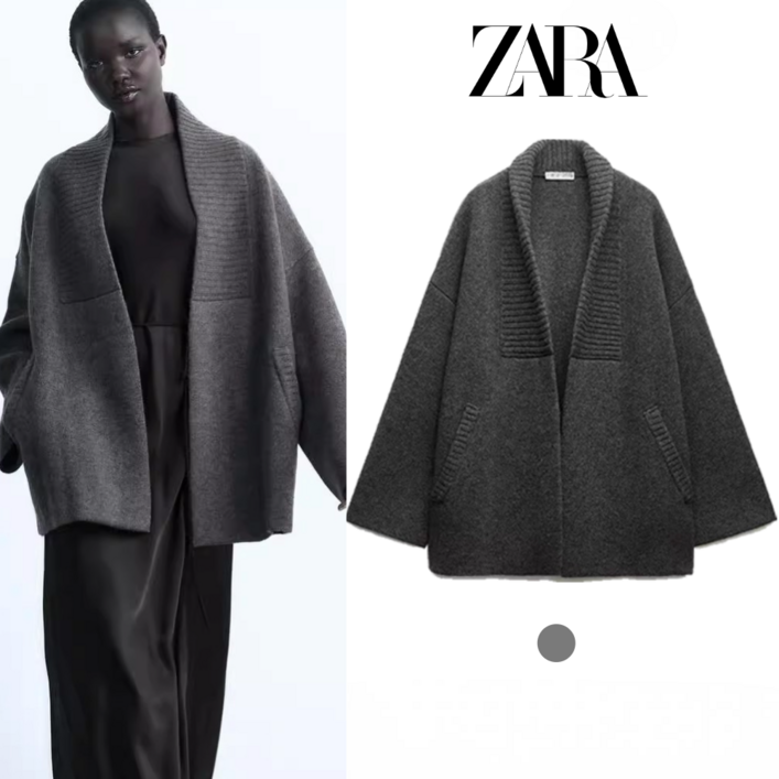 Zara 자라 여성 울 숏 코트 카디건 5755108 807