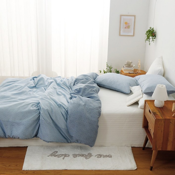 모더니티 국산 사계절 이불커버 블루 그레이 먼지없는 부드러운이불 싱글 더블 퀸 S D Q