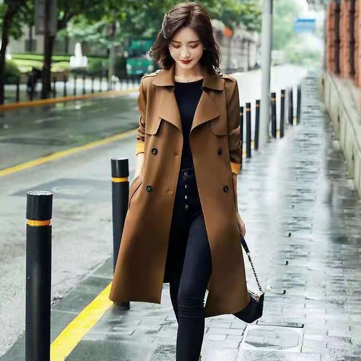 COSYEVNO 영국풍 롱 여성 트렌치코트