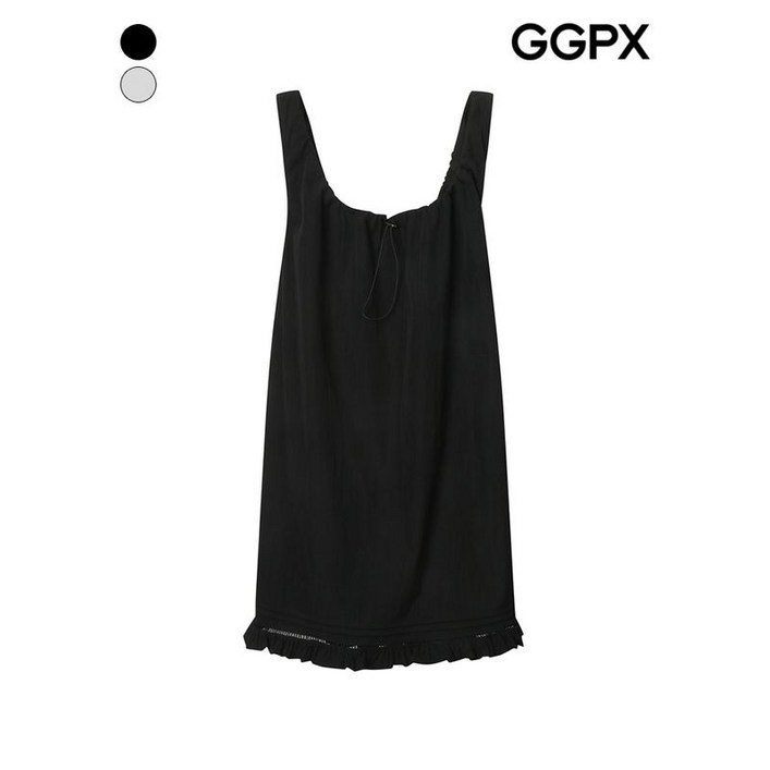 지지피엑스 스트링넥 밑단 펀칭 프릴 미니 원피스 GQ4OP008F
