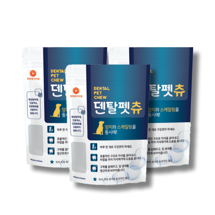 덴탈펫츄 강아지 덴탈껌 입냄새 제거 치석 스케일링, 3개, 3개, 180g, 덴탈펫츄