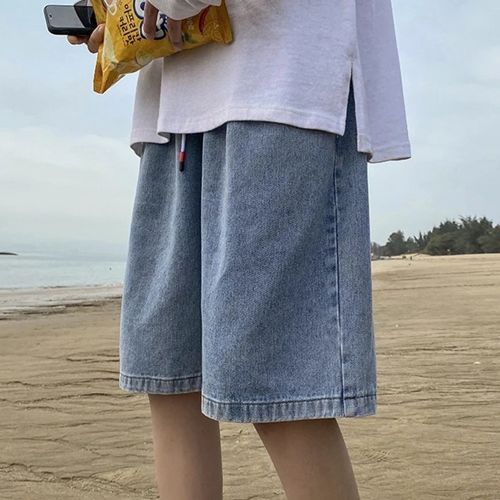 스몰더 남자 와이드 밴딩 5부 청 반바지 1445
