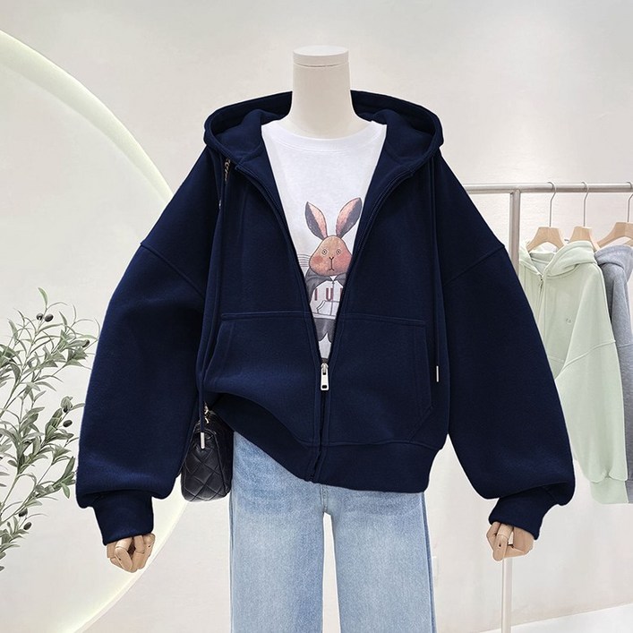 ORZQU 여성 가을 겨울 신상 집업 후드 카디건 트레이닝 상의 코트