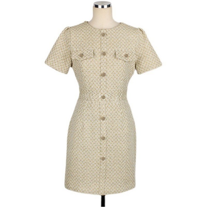 천하오 통근 라운드넥 반팔 슬림핏 원피스 TZ289