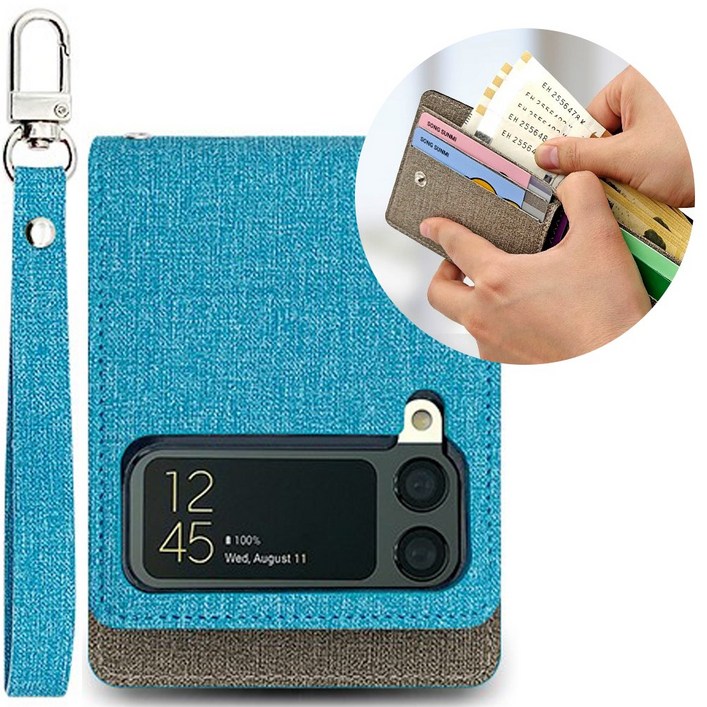 아나시스 헤더 캔버스 Z플립1 2 3 4 (5G) 카드 4장 지폐 수납가능 핸드폰케이스