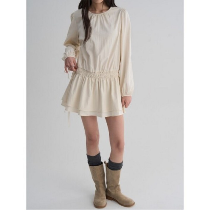 에잇세컨즈 로우 웨이스트 긴팔 미니 원피스 아이보리 356271CM00