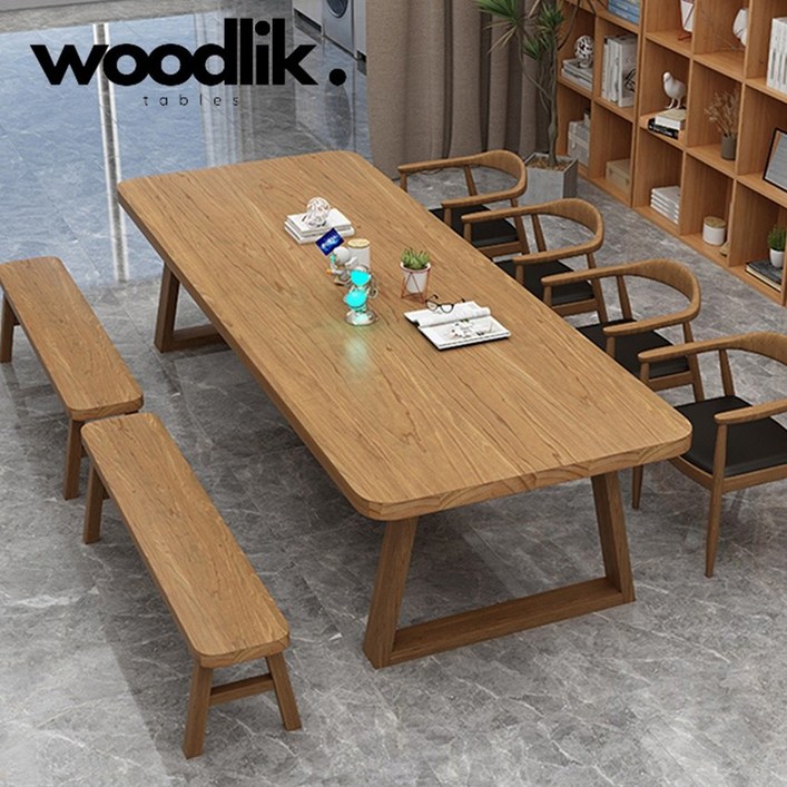 WOODLIK 카페 테이블 통원목 거실 식탁 사무실 회의 책상 WOODLIK 카페 테이블 통원목 거실 식탁 사무실 회의 책상