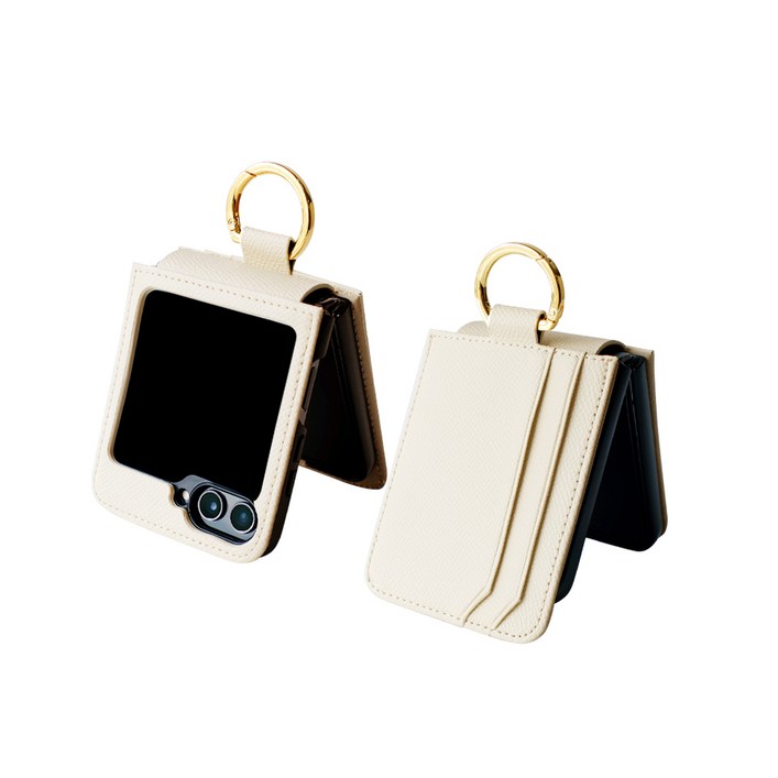 갤럭시 호환 Z플립 지플립 6 카드수납 링홀더 힌지보호 천연 소가죽 휴대폰 케이스 리네시