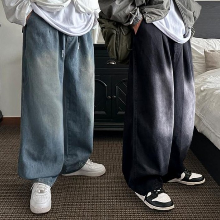 남녀공용 와이드 루즈핏 데님 팬츠 청바지