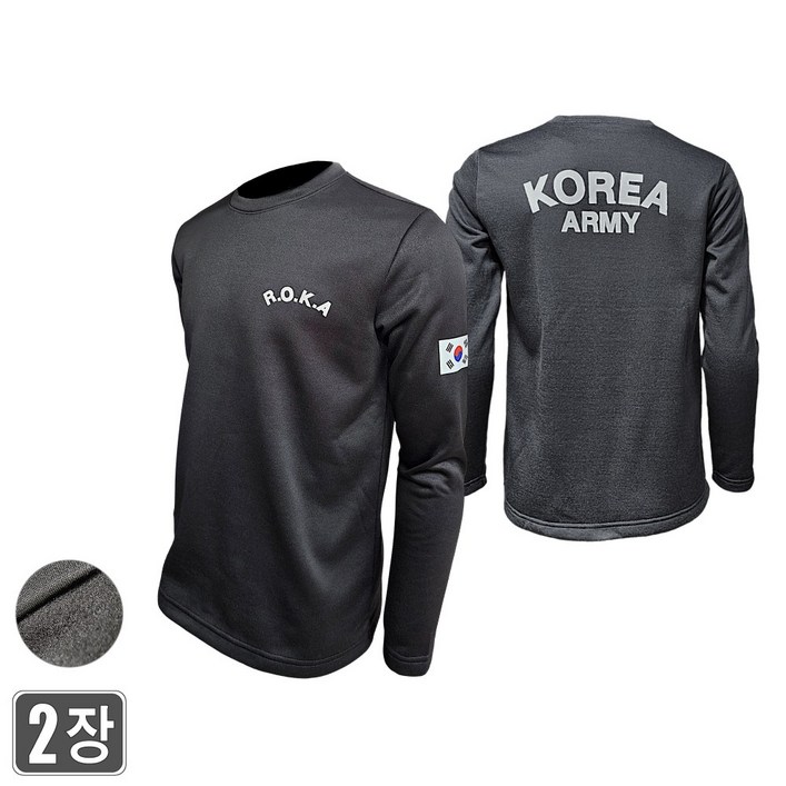 1+1웨어몬 겨울용 남성 ROKA ARMY 기모스판 라운드티 WF