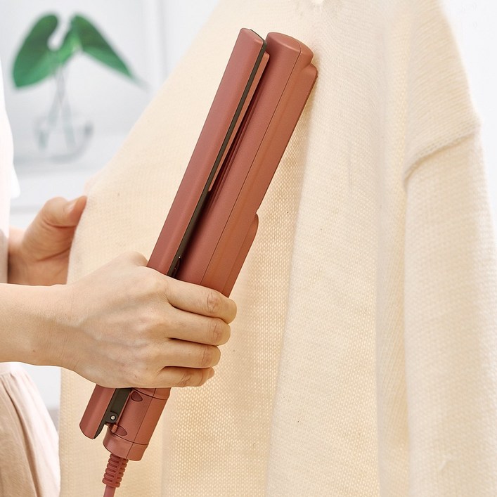 스팀핏 스타일러 핸디 스팀 다리미  건식스팀 회전형 열판 고데기형 전용파우치, 모카