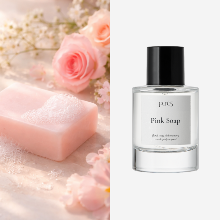 PURE5 포근한 화이트 머스크 코튼 비누향 향수 오드퍼퓸 PINK SOAP, 1개, 50ml