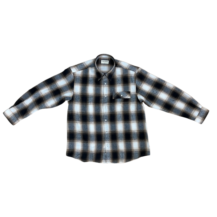 플로우옴므 겨울 따뜻 두꺼운 체크 플란넬 오버핏 셔츠 남방