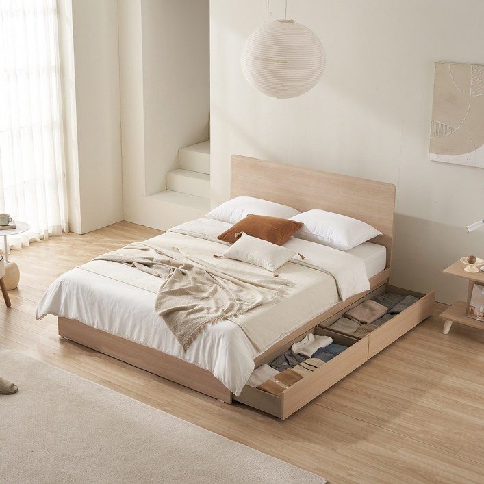 베드리움 루나 심플헤드 수납침대 SS Q, 메이플