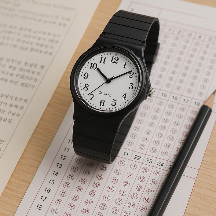 슈페르바 저소음 큰숫자 학생 수능 아날로그 손목 시계 수능시계