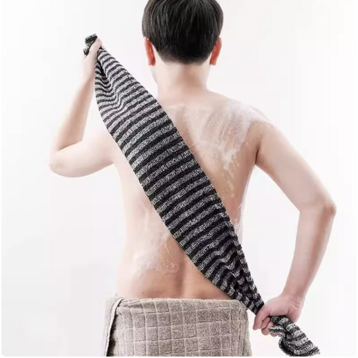 루바르 시원하게 각질제거 남성전용 와이드 때타올, 1개, 1개입, 블랙화이트