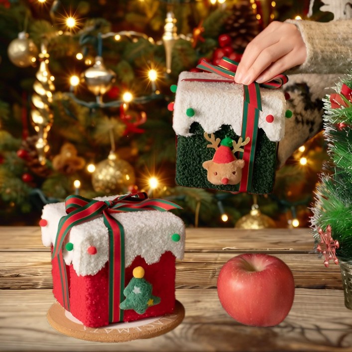크리스마스 선물상자 트리장식 소품 리본 선물 포장지, 1개, 레드화이트트리