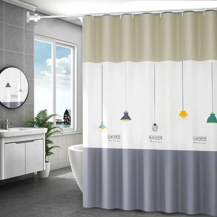 PEVA 욕실 샤워커튼 브라이트(SC79)_180cm(커튼고리포함), 화장실 욕조 욕실 방수 커튼 커텐 가림막, 1개, 멀티(혼합)컬러