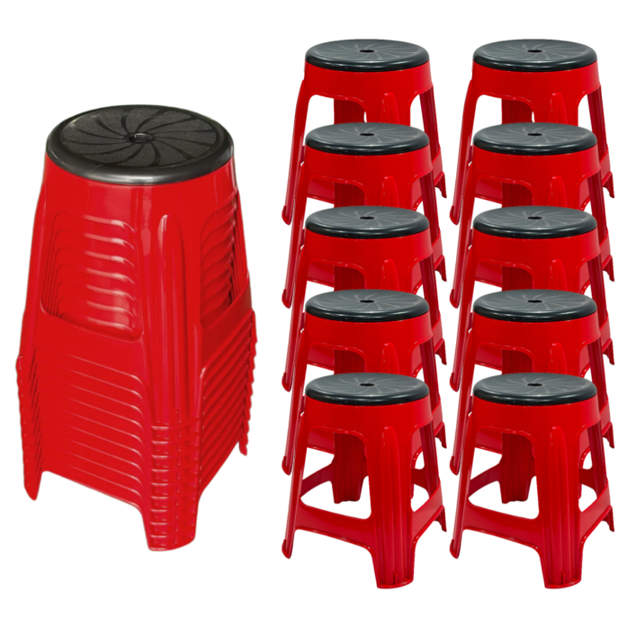 [나코] 플라스틱 회전의자 간이 야외용 보조의자 편의점의자 포장마차 행사용, 애플레드, 10개