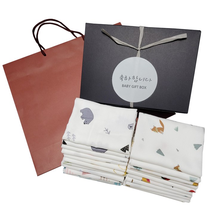슈베베 임신 출산 가제손수건 선물세트 (20P+선물박스+쇼핑백) - 더블유와이몰