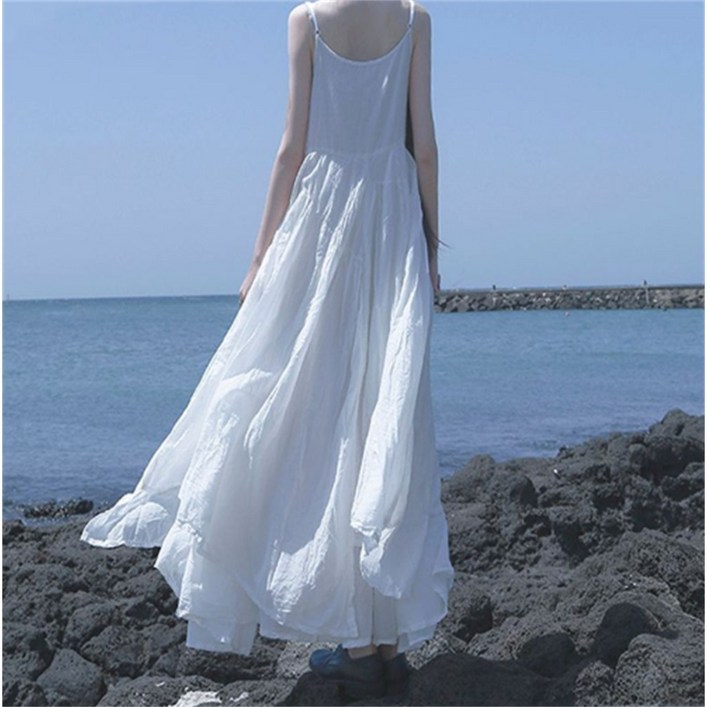 특가상품 편한 얇은 롱 나시 원피스 패션 빅사이즈 봄 여름 캉캉 이너 20대 30대 40대 코디 매력 해변 비치 여행 바캉스 민소매 맥시 끈나시 원피스 데일리룩 플레어스커트