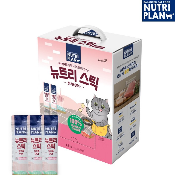 동원 뉴트리플랜 뉴트리스틱 고양이 간식 츄르 대용량, 혼합맛참치연어, 1.4kg, 1개