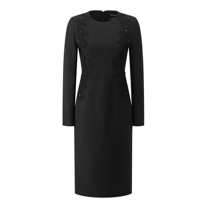 국내백화점 모조 슬림핏 자수 원피스