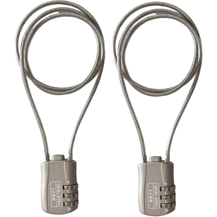 위드 와이어 로프 맹꽁이 자물쇠 브라운 DB20160, 2개