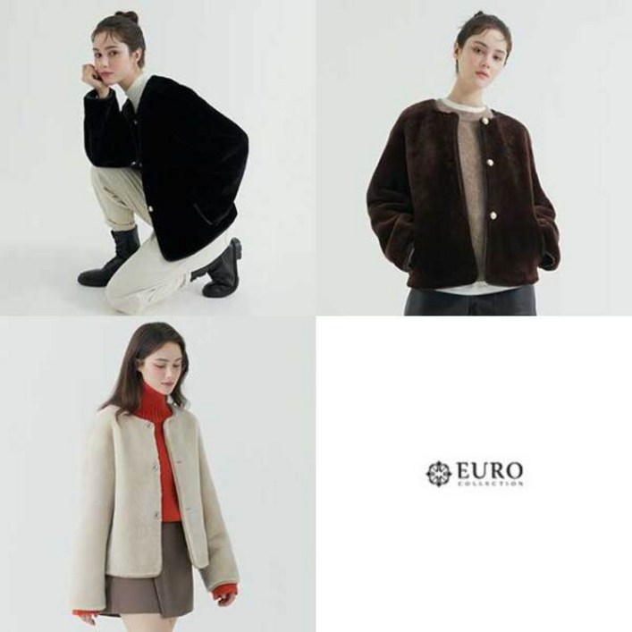 유로컬렉션 호주산 리얼 무스탕 라운드 자켓