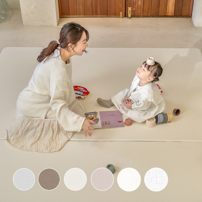 리포소홈 츄잉 PVC 층간소음매트 아기 놀이방매트 인테리어 거실 복도매트, 아이보리크림베이지