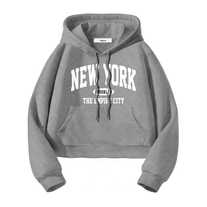 토르소 TSF 뉴욕엠파이어시티 세미오버핏 크롭 후드티