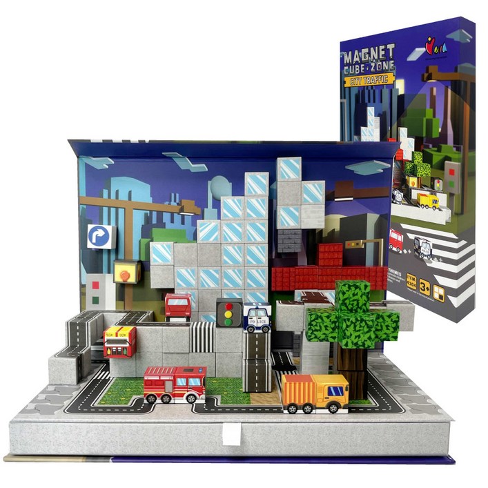 웰키 자석블럭 책Book시리즈 마그네틱 큐브 폴딩 자석놀이 휴대용 인형 캐슬 자동차 장난감 궁전, 1개