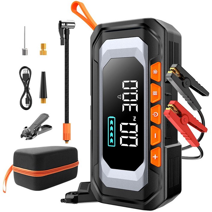 NICESUN 6in1 차량용 점프스타터에어펌프스마트 점프 케이블12V 긴급 시동 점프스타터16000mAh 대용량 보조배터리LED 조명 휴대용 멀티 응급 키트