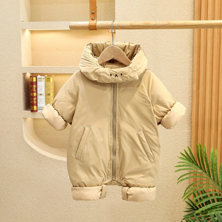 세븐스타 AQ3700 겨울 신생아 베이비 키즈 고퀄 웰론 덕다운 패딩 퀄팅 솜혼방 곰돌이 집업 우주복 점프슈트 롬퍼 경량 소프트 기모안감 보온 방한 외출복