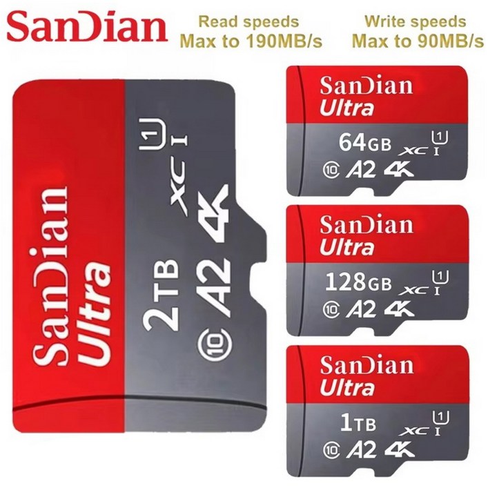 SanDian 마이크로 SD 메모리 카드 512GB 1TB, 1TB