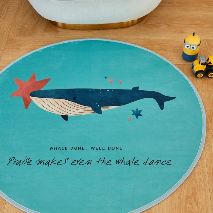 고래 극세사 사계절 아이방 원형 러그 키즈 카페트