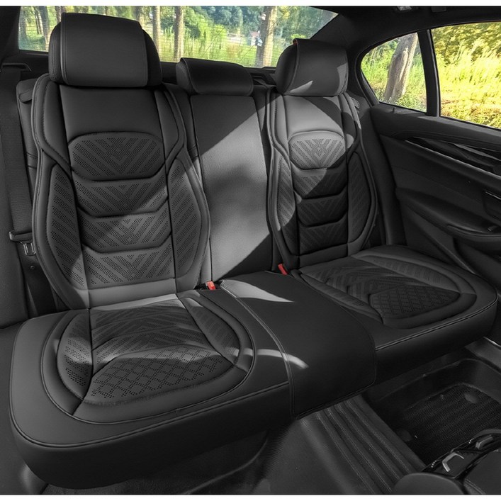 이엠비 차량용 통풍시트커버 교체 보호매트 풀세트, 1세트, 모노블랙 뒷좌석
