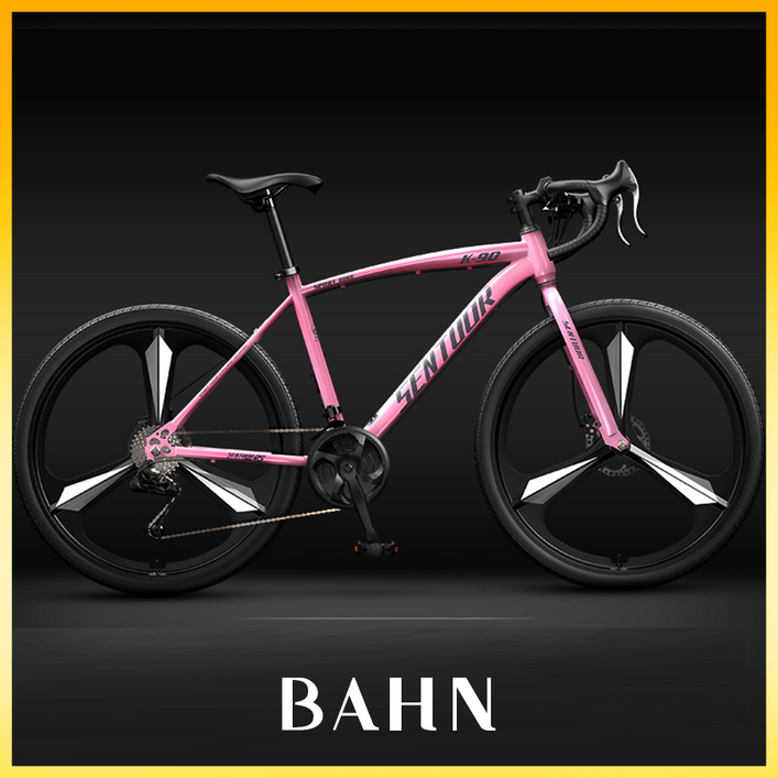코를리 입문용 로드자전거 바이크 싸이클 라이딩 트랙 학생 성인 출퇴근 통학, 1개, 168cm, 핑크 24단 3포크휠