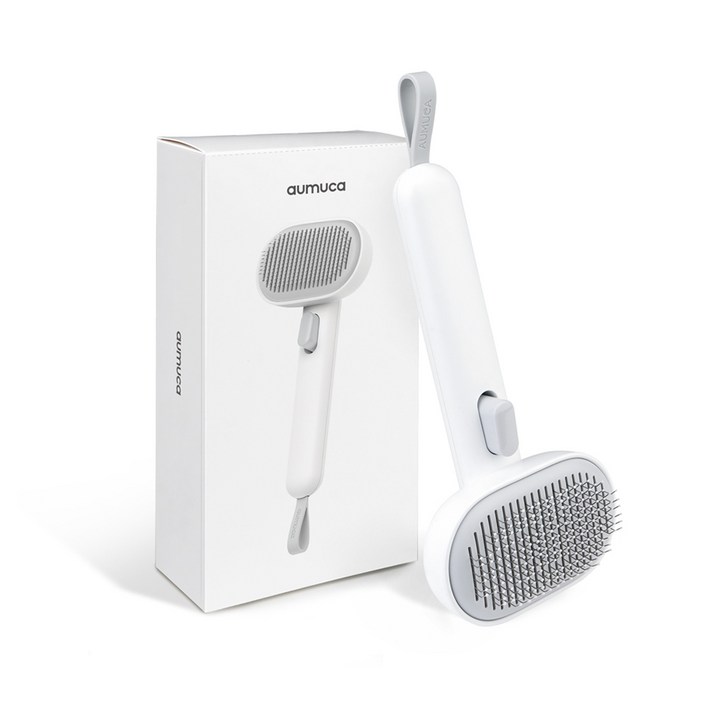 aumuca 반려동물 브러쉬 스마트 케어 장모용 원터치 슬리커 강아지 고양이 아우무카, 화이트, 1개 aumuca 반려동물 브러쉬 스마트 케어 장모용 원터치 슬리커 강아지 고양이 아우무카, 화이트, 1개