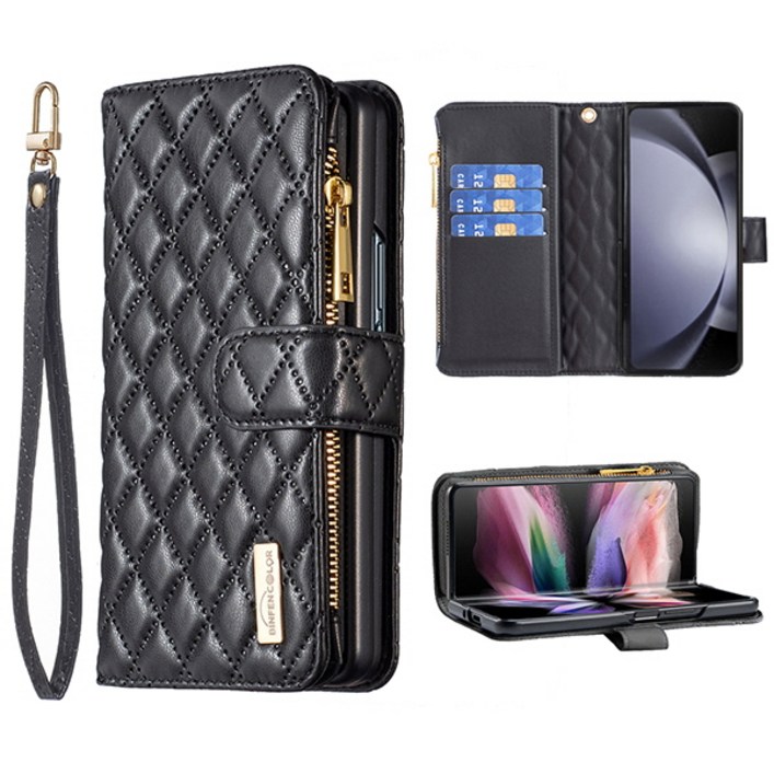 갤럭시Z폴드5 제트지 퀄팅 엠보싱 가죽 지퍼형 카드수납 지갑 핸드폰 케이스