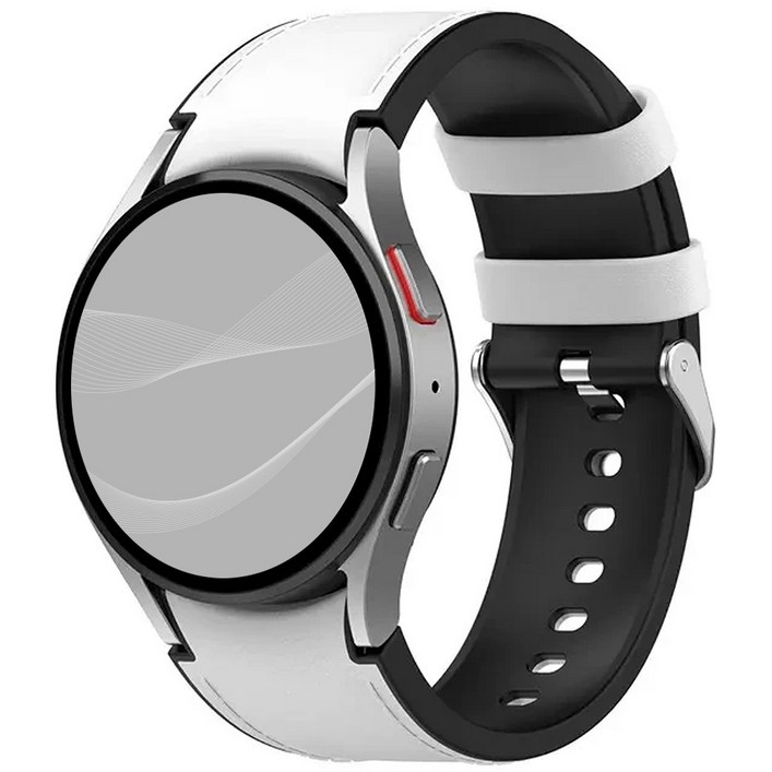 아이메이드잇 갤럭시워치 호환 가죽 실리콘 스트랩 밴드, 화이트, 1개