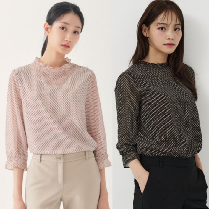 지센창원여성 도트 티 블라우스 2색 LFWSO804